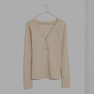 Madewell Fine Ribbed V Neck Henley Top Size L